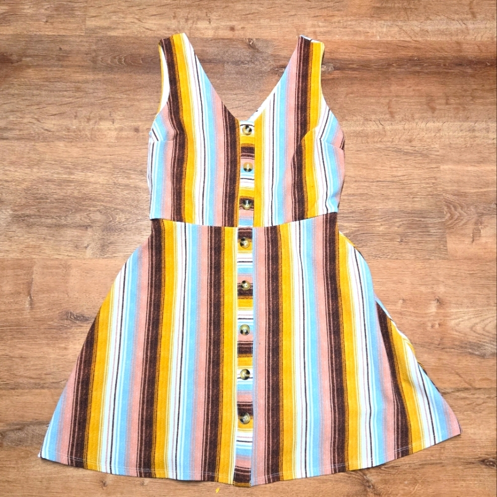 Y2K Iz Byer Multicolor Striped Dress Size Medium